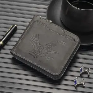 2026 NEW Men's Vintage Eagle Embossed Short Wallet Business Multi Card Slot Casual Trendy Design for Work & Daily Use