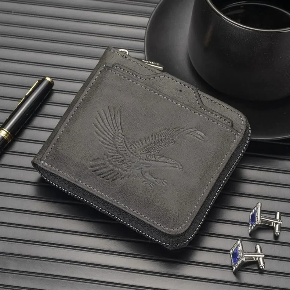 2026 New Men's Vintage Eagle-Embossed Durable Fashion Wallet - Multi-Card Slot, Business-Casual Design for Work, Daily Use (Sports & Outdoor Accessories, Gym Bags Category)