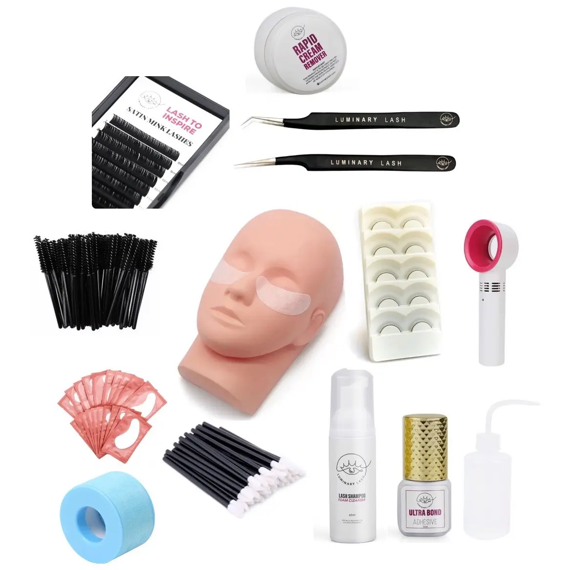 Eyelash Extension Practice Full Kit, Cosmetic Makeup Variety Pack for Lash Training (Beauty & Personal Care Essential)