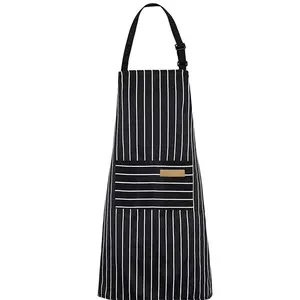 Striped Pattern Adjustable Halter Apron, 1 Count Kitchen Baking Waitress Apron, Supermarket Working Apron for Indoor & Outdoor Use, Kitchen Cooking Aprons
