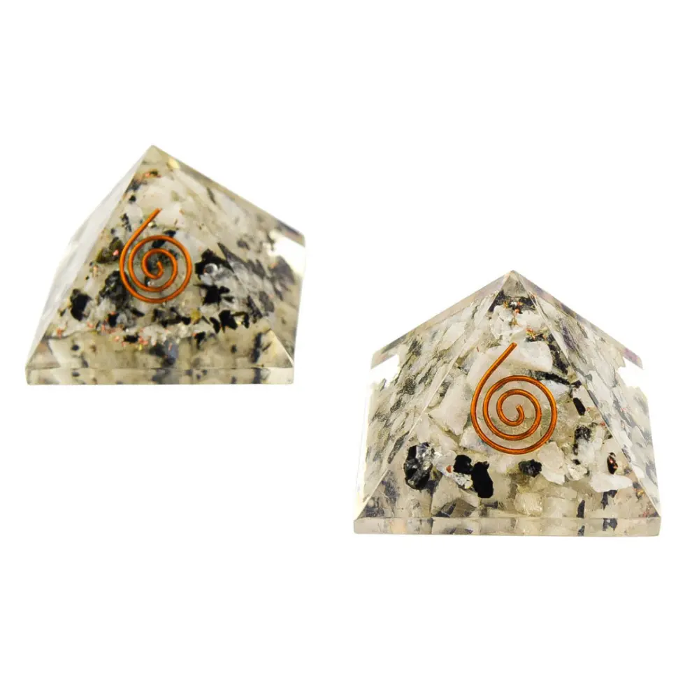 Rainbow Moonstone Orgonite Pyramid 2.5-3", Moonstone Point, Moonstone Tower, Cleansing Crystal, Chakra Orgonite, Crown Chakra Crystal,