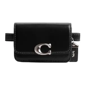 COACH Bandit 10 Mini Leather Crossbody Bag with Monogram and Multi-Functional Pockets for Women in Black