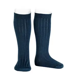 CÓNDOR Merino Wool-Blend Rib Knee Socks- Navy