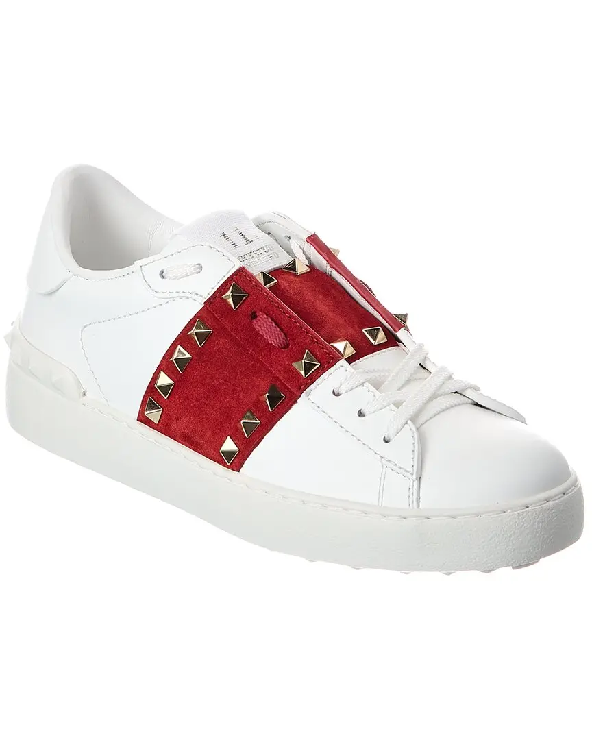 Valentino Rockstud Untitled Leather & Suede Sneaker