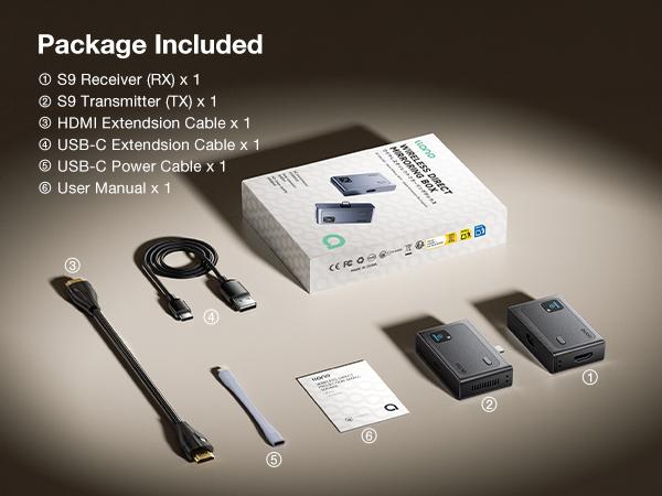 llano S850 Ultra USB-C Wireless HDMI Transmitter and Receiver, 100M/328FT, 4K Decode 1080P@60Hz Full HD Output, Plug&Play 5.8G+2.4G and Audio for Phone/Tablet/Laptop/PC to Monitor/Projector/TV Box (Orange) tiktokshopbacktoschool