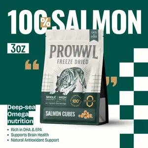 PROWWL Freeze-Dried Salmon Cubes - 100% Natural Meat, High Protein, Grain-Free, Gluten-Free, Rich in DHA & EPA, Supports Brain Health