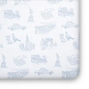 NYC Toile Organic Jersey Cotton Crib Sheet and Changing Pad Cover Set