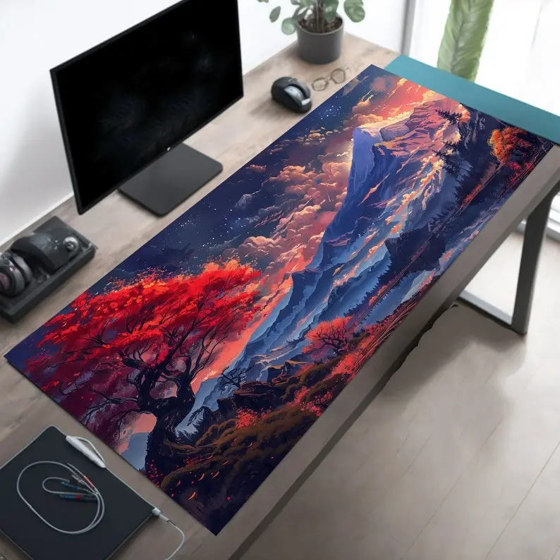 Mt Fuji Desk Decor, Japanese Office Accessory, Japan Desk Pad Mousepad XL, Japanese Gaming Mouse Pad XXL, Japan Playmat