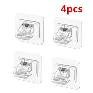4pcs/8pcs Self-Adhesive Easy Installation Curtain Rod Bracket No Drilling, No Nails, Wall-Mounted Installation Bracket, Suitable for Home and Hotel, Practical Hook Storage Rack, Transparent