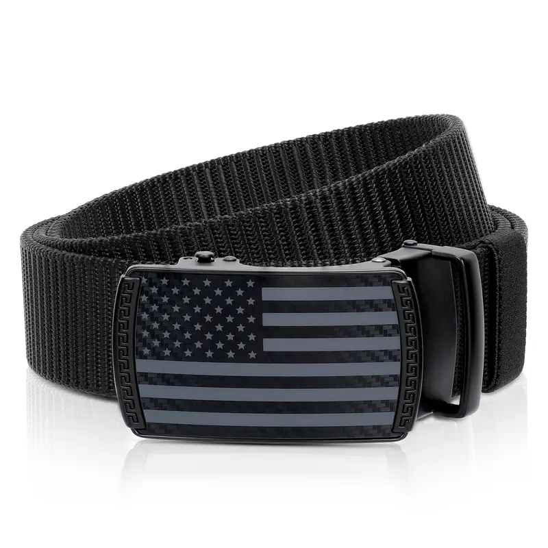 Men's Heavy-Duty Adjustable Ratchet Golf Belt - Durable Nylon Webbing Tactical Durable Belts for Elders, Everyone, Daily Use, with Automatic Buckle, Beads, Strong Hold, Multi-Size Auto Slide Buckle Design