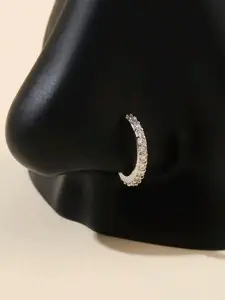 Fashionable Fake Nose Ring, Stainless Steel Round Nose Cartilage Piercing Body Jewelry for Women & Girls, Trendy All-match & Exquisite Jewelry for Birthday Gift, Rhinestone Nose Ring