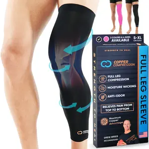 Copper Compression Full Leg Sleeve – Thigh-to-Ankle Support for Pain Relief, Recovery & Active Life | Black & Pink