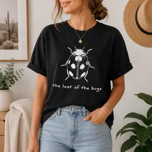 Vintage Ladybug Graphic T-Shirt Unisex, Minimal Insect Sketch Tee, Nature Lover Gift, Soft Casual Everyday Shirt