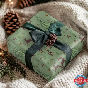 Rustic Christmas Gift Wrapping Paper Woodland Xmas Gift Wrap Reindeer Trees Forest Gift Wrap Paper for Hunter Presents Wrapping Country