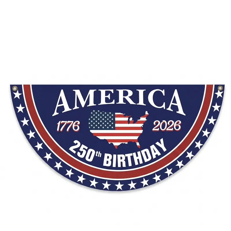 USA Patriotic 250th Anniversary Bunting Banner Flag (1776-2026) - Durable Fabric, Bold Design, Stars&Stripes USA Map Print, 18*36in-36*72in Americana Backdrop, 4th of July Porch Decor, Decorations for Home Gift