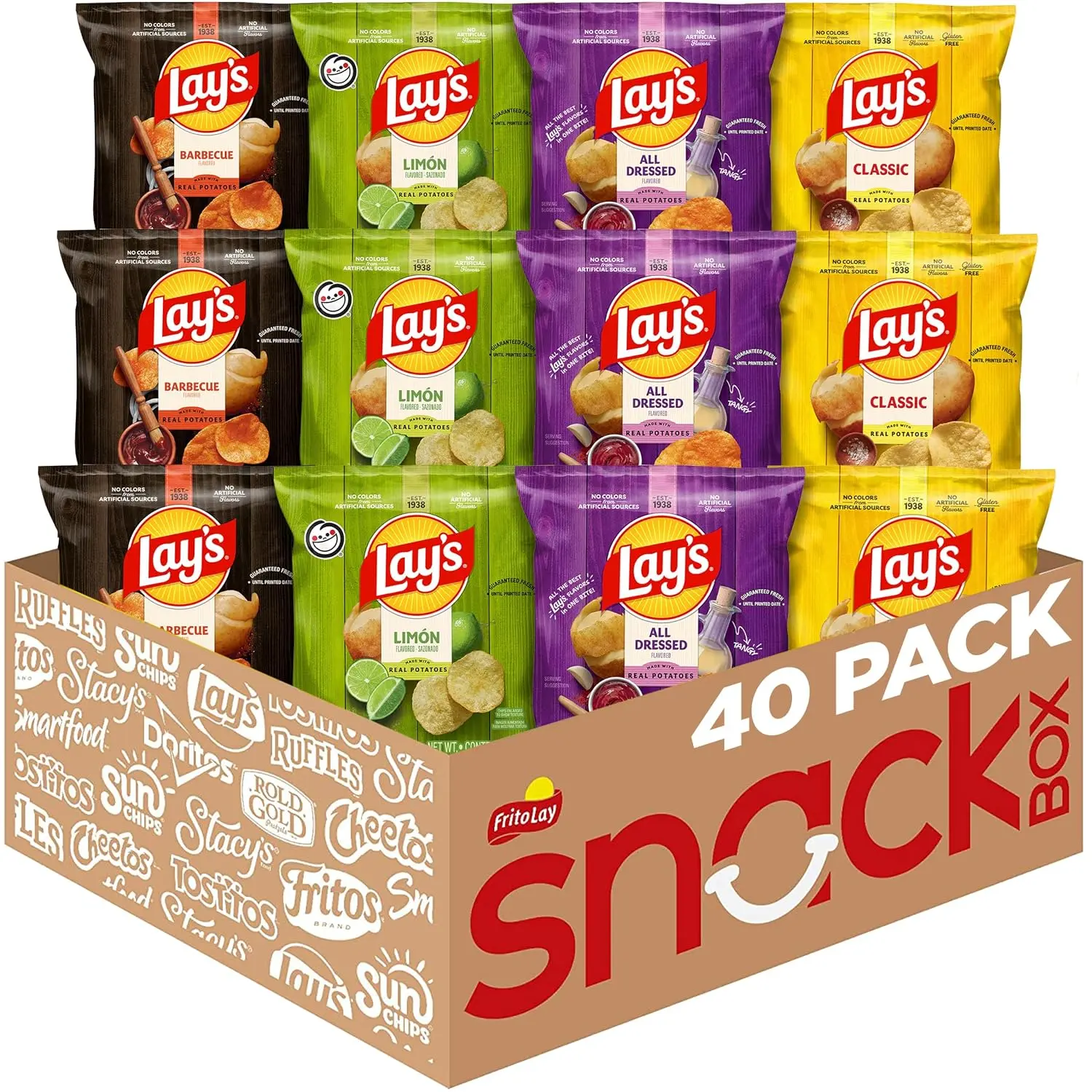 Lay's Potato Chips, Classic Chips Variety Pack, 1 Ounce (Pack of 40)