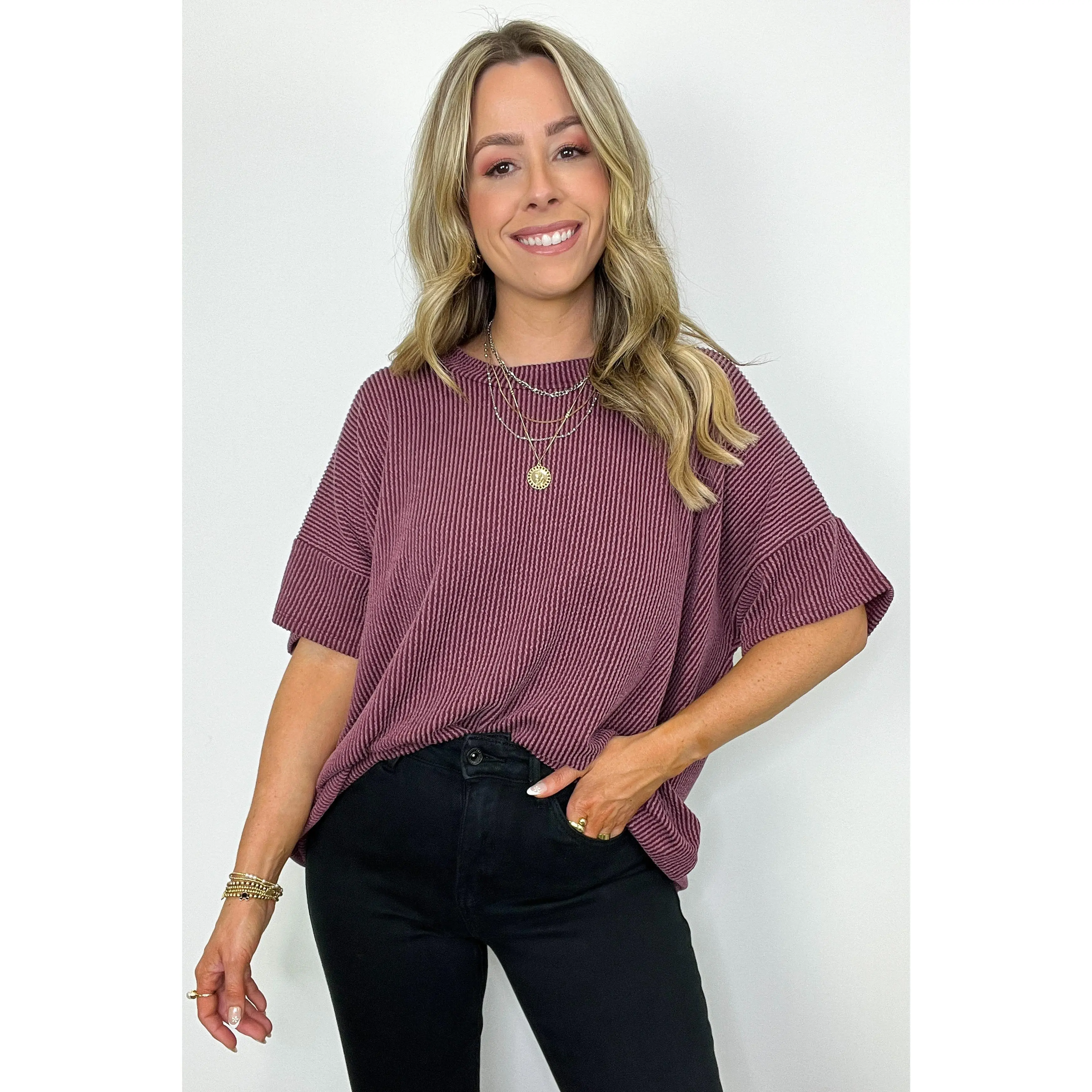 Weekend Getaway Rib Knit Oversized Top - BACK IN STOCK