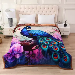 3 Ply Printed Fleece Blanket, Plush Raschel Blanket, Silky Soft-8.6 Ib, King Size