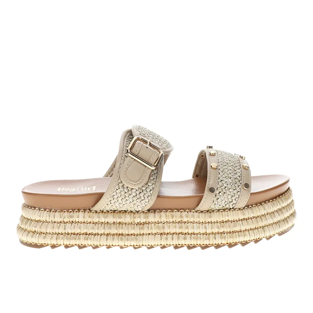 Corkys Womens Walk Of Shame Studded Platform Slide Casual Sandals Casual Low Heel 1-2" - Beige