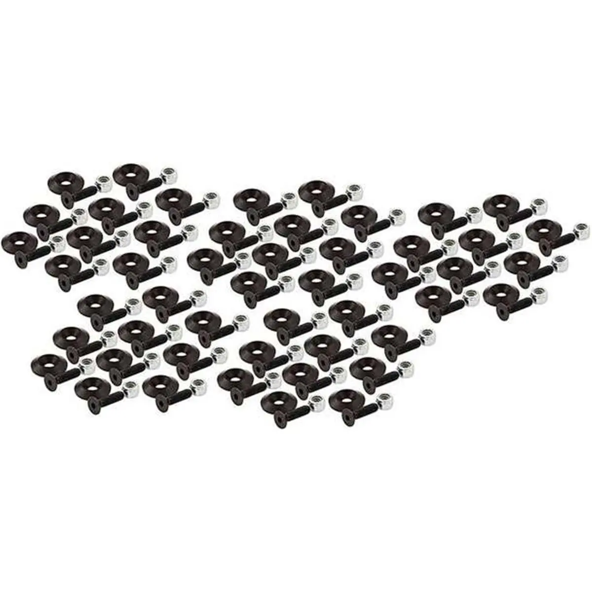 212 MAIN 0.25 in. (1/4"-20 x 1") Countersunk Bolts with Nuts & 1 in. Washers - Black, High Quality Material, Flush Mount, Flush Install, Smooth Look, Pack of 50 - Sailing Water Sports Hardware for Roofs, Side Skirts, Flat, Spoilers, Mounting Roofs, Roof M