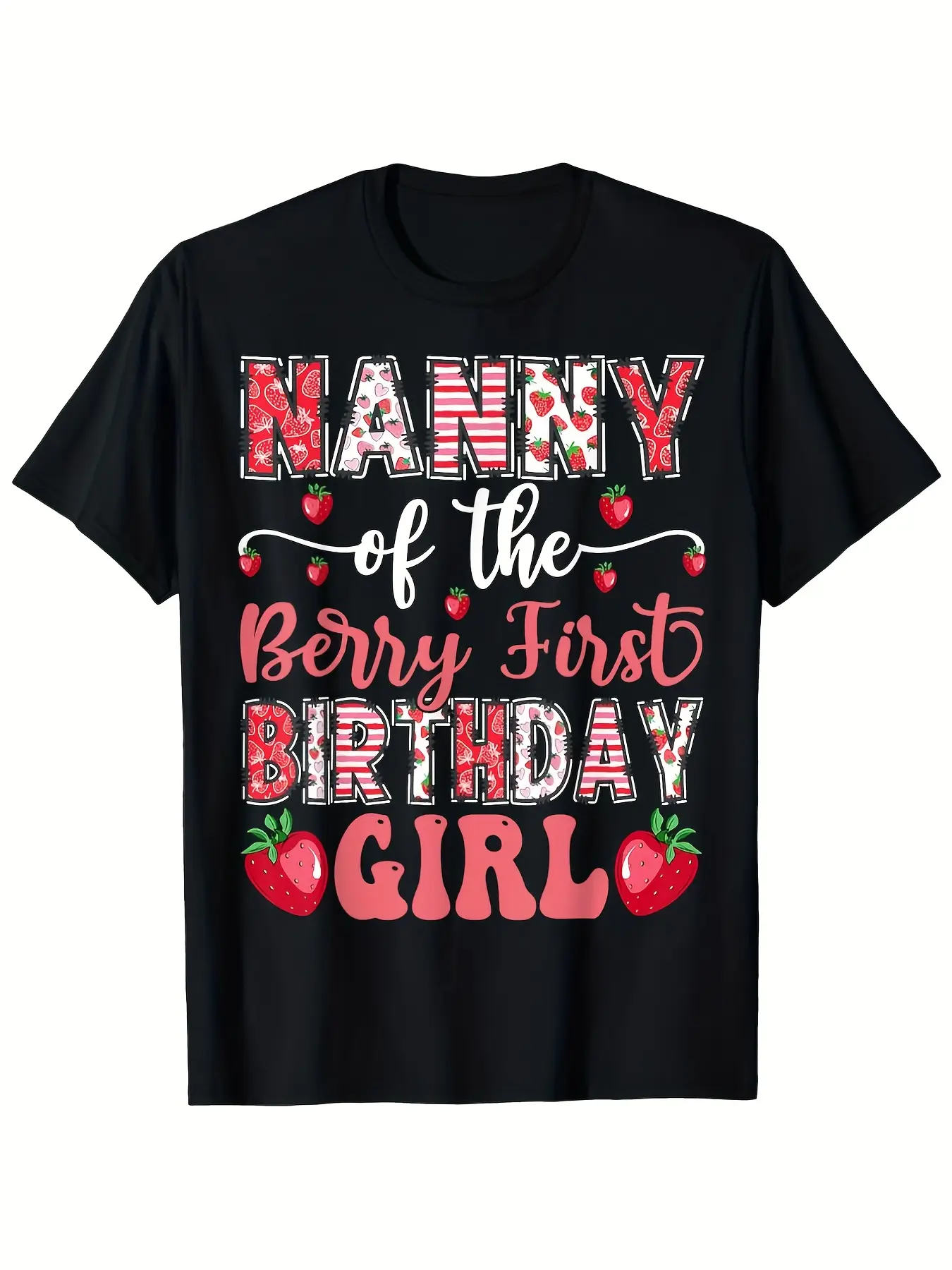 Berry Nanny'S First Birthday T-Shirt for - Vintage unisex soft cotton short sleeve t shirt, vintage graphic casual tee for men women teens, perfect birthday holiday gift for camping travel gym daily street  wear
