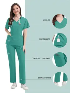 Slim-fit Unisex Summer Skincare Clothing | Short-sleeved Tops and Pants Set for Pet Hospitals, Beauty Salons, Spas, and Senior Care