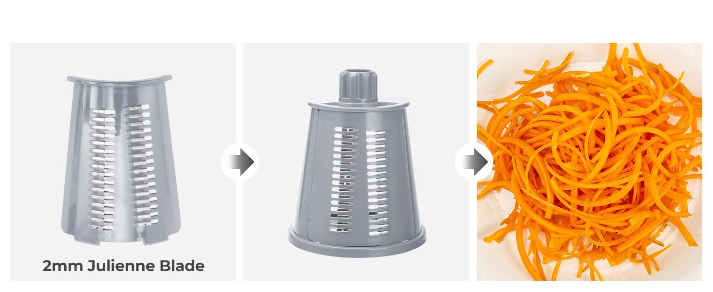 SUSTEAS Rotary Food Cheese Grater with 5 Replaceable 18/10 Stainless Steel Blades, Built-in Strong Suction Base, Kitchen Utensils Kitchenware Modern Vegetable Cutting Home Cooking Mandoline Slicer Grey