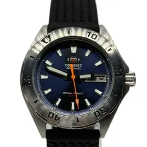 Orient Automatic Diver Watch 200M Water Resistant with Blue Dial and Orange Hand Accents