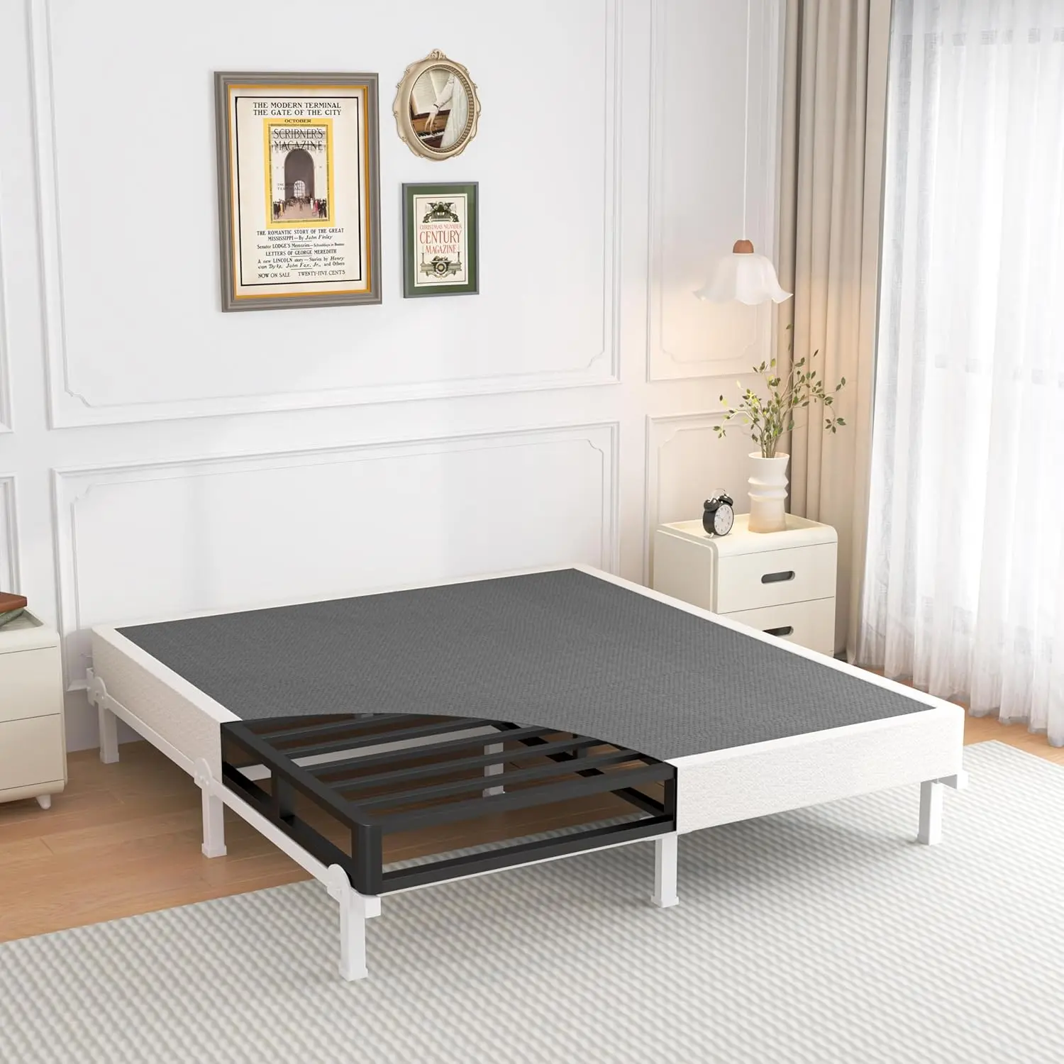 7 Inch  Box Spring, Heavy Duty Metal Bed Base Mattress Foundation with Fabric Cover, 3500lbs Max Weight Capacity, Easy Assembly, Noise Free, Non-Slip