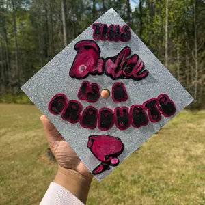 Pink/Silver Graduation Cap Topper