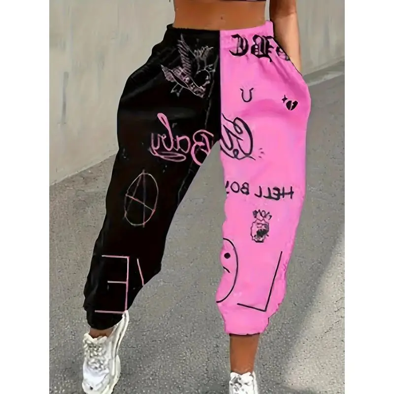 Women'sTrendyColor-BlockGraffitiJoggers-Casual&ComfyLoose-FitSweatpantswithElasticWaist,Polyester&SpandexBlend,MachineWashable,All-SeasonStreetwear Women'sTrendyColor-BlockGraffitiJoggers-Casual&ComfyLoose-FitSweatpantswithElasticWaist,Polyester&SpandexBlend,MachineWashable,All-SeasonStreetwear