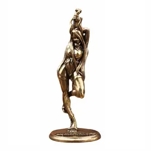 Vintage Brass Dancing Woman Figurine, Solid Copper Desk Decor, Retro Style Table Ornament, Unique Collectible Gift for Boyfriend