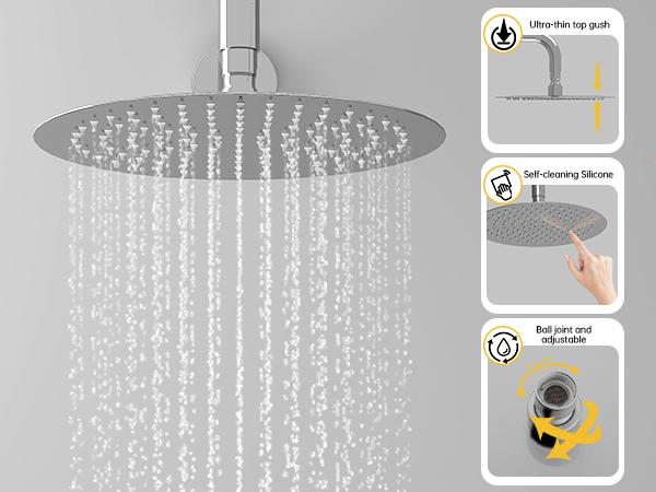 BESy Shower System with 10 Inch Round Rain Shower Head and Handheld Wall Mounted, High Pressure Rainfall Shower Faucet Fixture Combo Set with 2 in 1 Handheld Showerhead for Bathroom, Matte Black wall mount rain shower