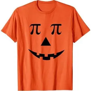 Math Pun Jack O'Lantern Pi Halloween Costume Pumpkin Face T-Shirt