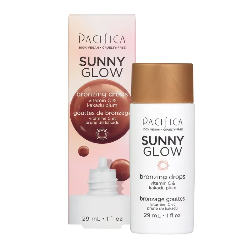 Pacifica Sunny Glow Bronzing Drops with Vitamin C & Kakadu Plum - 100% Vegan Cruelty-Free Serum for All Skin Types - 29 mL