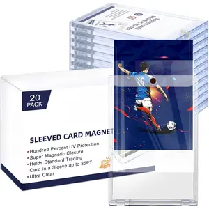 20-Pack One Touch Sleeved-Card Magnetic-Holders - 35PT Trading Card Holders, UV Protection Clear Acrylic Card Cases, Magnet Case Protectors for Game Cards, Baseball Cards, Sports Cards, Standard Cards