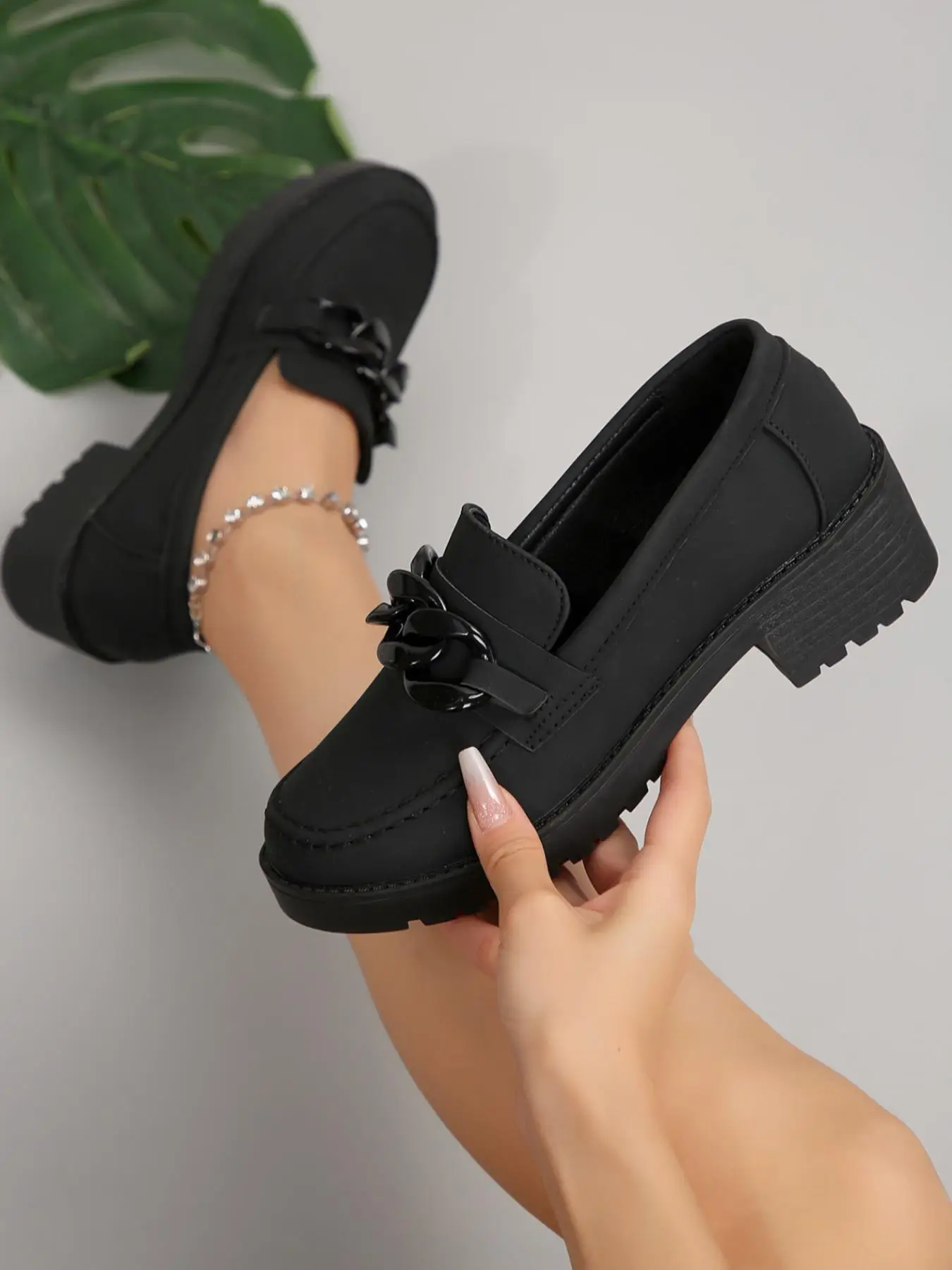 Women's Fashionable Solid Color Platform Loafers, Casual Comfortable PU Leather Shoes for Daily Wear, Lightweight Breathable Shoes for Women & Girls