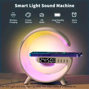 TikTok Trending! RGB 3-in-1 Smart Speaker Lamp  | Wireless Charger + Alarm Clock + Ambient Night Light | Works for iPhone/Samsung/Xiaomi | Perfect Boyfriend Gift & Mother’s Day Present
