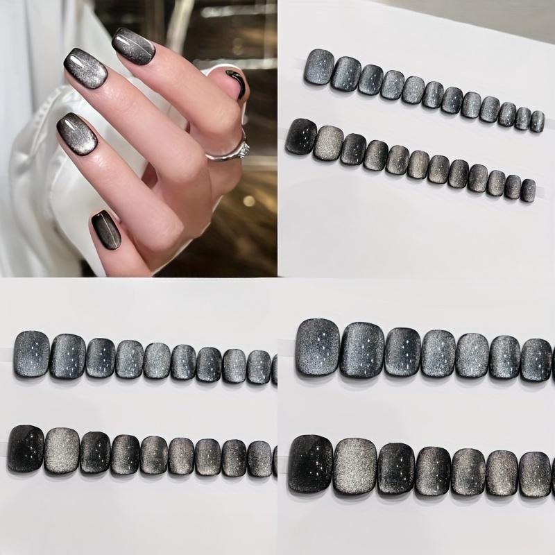 96 nail patches (4 boxes) gradient blending smooth short square full coverage fake nails reusable fake nails perfect for daily gatherings, holidays, parties, Valentine's Day, Mother's Day gifts