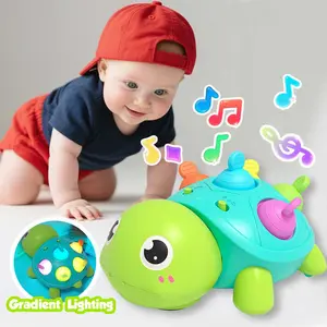 Baby Musical Turtle Toy with Lights & Sounds, Interactive Play, Crawling, 360° Wheels, Gradient Lighting, Tummy Time Toy for Infants 0-12 Months