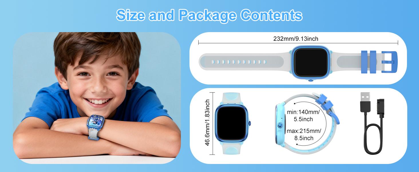 2026 Newest Smart Watch For Kids, 16 Built-in Games, No APP/Phone Needed,Full Touchscreen, Educational Game Watch forkids, Waterproof, Pedometer Sleep Tracker, Sport Modes Alarm GiftFor Girls Boys Age Blue