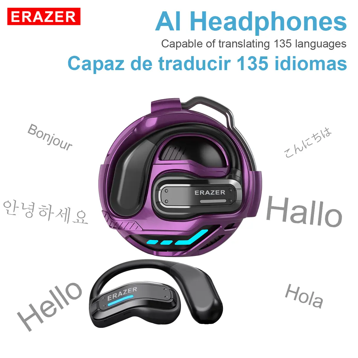 ERAZER X8 OWS Translation Wireless Bluetooth Earphones Support 135 Languages Real Time Bluetooth Translation Playing Music Phone Calls Headphones & Me