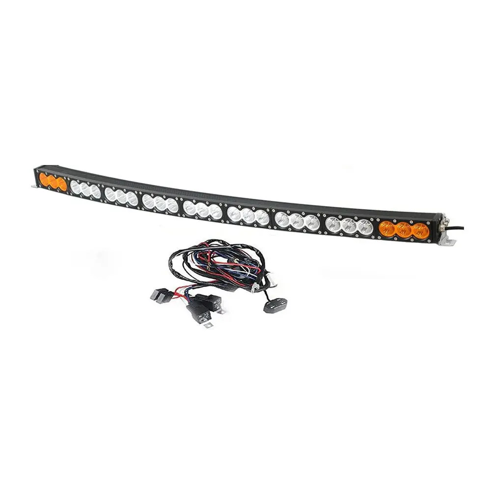 Dual Color Single Row LED Light Bar Curved 48.5 Inch 270w Off Road Light Bar White Amber Yellow Spot Flood Combo Beam LED Work Diving Light Off Road Driving Fog Work Light for Ford GMC Ram UTV