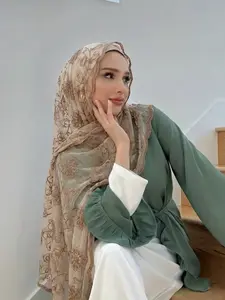 Floral Embroidered Hijab Scarf, Mesh Material Comfortable Wear, Breathable Design for Summer, Muslim Accessories, Cool and Stylish
