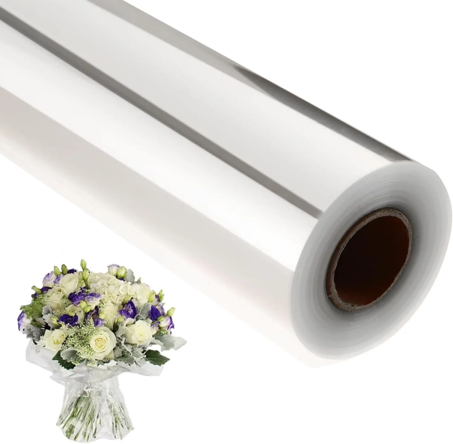 Clear Cellophane Wrap Roll 34.5" Wide x 394 Ft Long, 3 Mil Thick Plastic Transparent Cello Wrapping Paper for Gift Baskets, Flower Bouquets, Large Cellophane Sheets for Arts & Crafts Food Safe