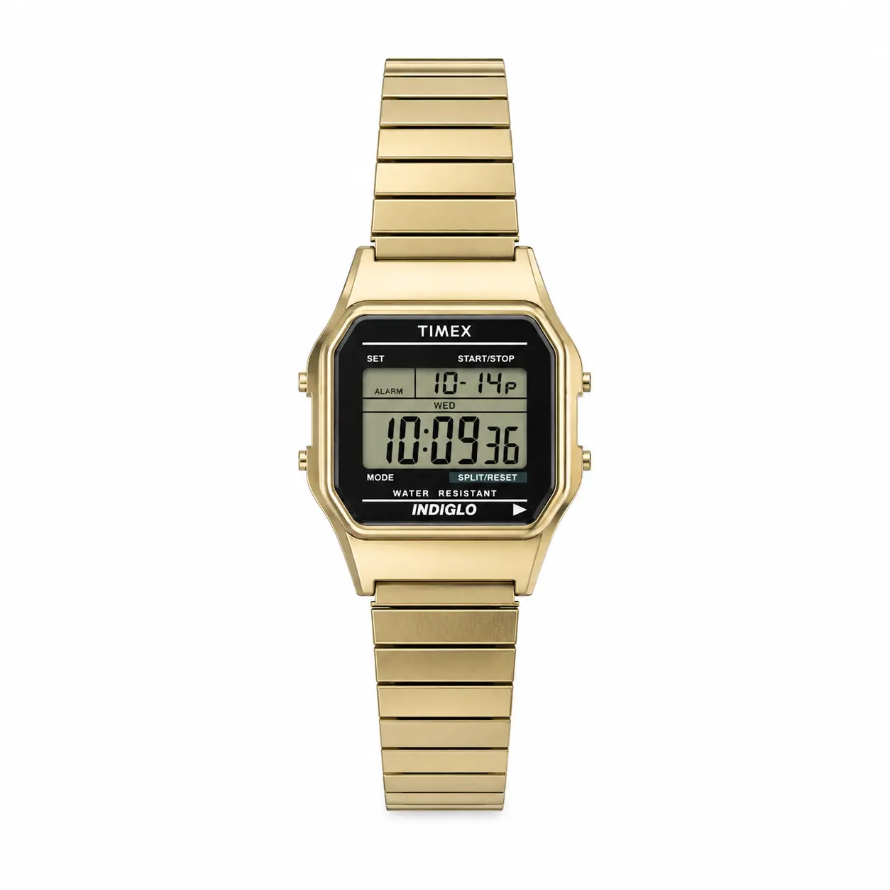 Vintage Timex Indiglo Digital Watch - Gold-Tone Expansion Band - Requires a Battery