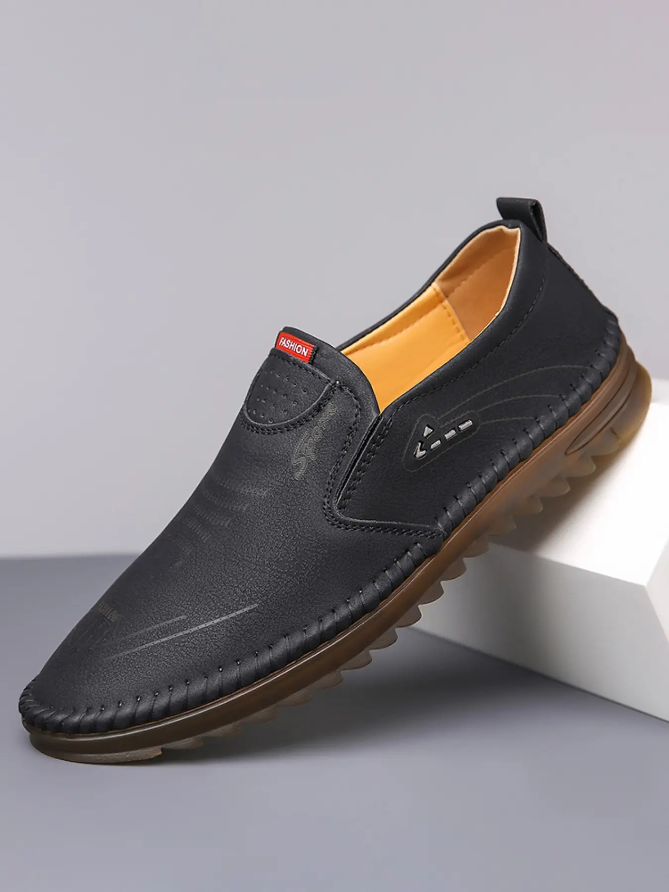 New Men's Casual Leather Shoes, Business Daily Wear, Business Style Loafers, Slip-On Design, Breathable, Colors, Lightweight Microfiber Rubber Sole, Walking Shoes, Footwear