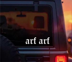 Arf Arf Vinyl Car Decal, Gothic Font Metalcore-Inspired Sticker for Cars, Laptops & Water Bottles, Perfect for Metal Fans, Metalcore Kids, Alt Girls & Alt Guys, Dark Aesthetic Funny Band-Style Decal for Windows, Bumpers & Gear