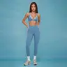 Women's MFVIM Autumn Color-Block Mock Neck Bra & High-Waisted Slim-Fit Solid Long Pants 2-Piece Fitted Activewear Set - Gym Sets, Indoor Use,sohochic