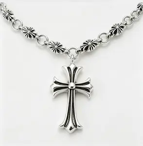Unisex Vintage Cross Necklace | Silver Stainless Steel Chain Pendant | TikTok Trending Y2K Jewelry